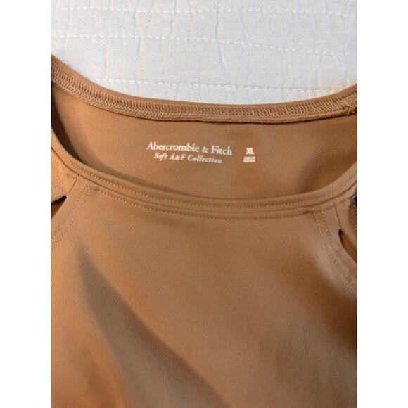 Abercrombie & Fitch Bodysuit Cut Outs Long Sleeve XL Camel Soft Stretch NEW - Picture 8 of 8